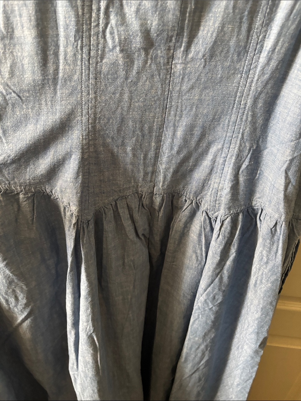 NWT Free Assembly Sleeveless Chambray Maxi Dropped Waist Dress in Light Blue - Picture 5 of 6